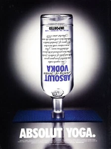 ABSOLUT YOGA VODKA AD 2002 MOLTO RARO FUORI STAMPA - Foto 1 di 1