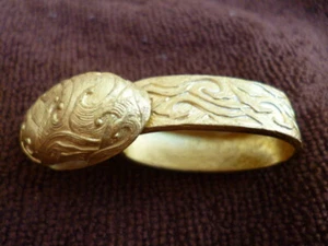 BRASS WATER WAVES Fuchi-Kashira For Japan sword (SEPPA-HABAKI-ITO) - Picture 1 of 3