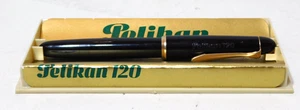 Vintage Pelikan 120 Fountain Pen Black/Gold in Original Plastic Box with Papers - Picture 1 of 5