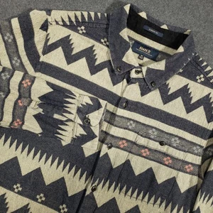 Roark Flanellhemd Herren Medium Button Down Twill Langarm Azteken Geometrisch - Bild 1 von 11
