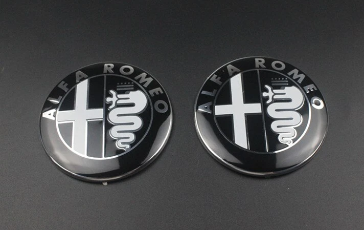 2x Nuevo Negro 74mm ALFA ROMEO Insignias Emblemas Insignias Pegatinas 147 159 156 GT Foto 1 de 1