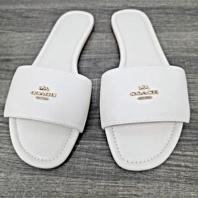 ТРЕНЕР замок кожи шлепанцы женский размер 8,5B мел CAQ67 - Изображение 1 из 4