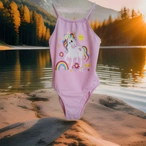 Badeanzug Bikini Mädchen Gr. 122-128 Einhorn rosa - Bild 1 von 2