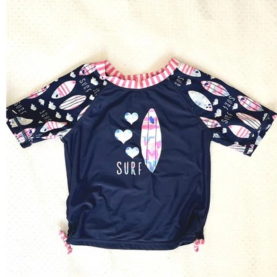 Tommy Bahama Rash Guard 3T Surfboard Swim Shirt Swimsuit Blue Hearts - Image 1 of 3