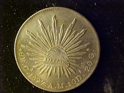 MEXICO CAP & RAYS 8 REALES 1897 Cn AM AU - Image 1 of 2