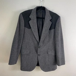 Pendleton Mens 40 Herringbone 100% Virgin Wool Blazer Jacket Elbow Patch Western - Picture 1 of 11