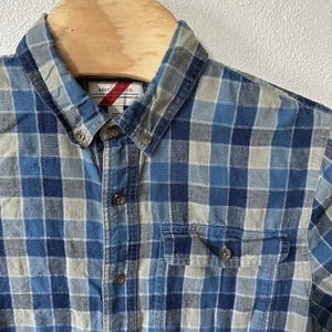 Best Made Co Herren Large Leinenmischung blau kariert Langarm Button Down Hemd - Bild 1 von 6