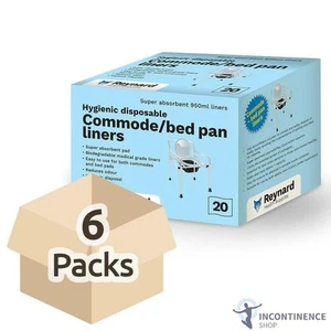 6x Reynard Commode/Bed Pan Liners for Hygienic Disposal - Pack of 20 - 950ml - Picture 1 of 2