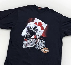 Vintage Harley Davidson T Shirt Canada 90s Eisbär Motorrad USA 2XL Biker - Bild 1 von 10