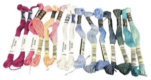 NEW DMC Floss 10 Skeins & 5 Smaller Friendship Wear Skeins Pink Blue Green White - Picture 1 of 6