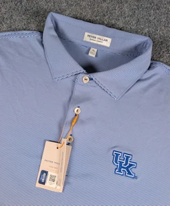 Kentucky Wildcats Peter Millar Summer Comfort Polo Shirt Men XL Blue Striped NWT - Picture 1 of 10
