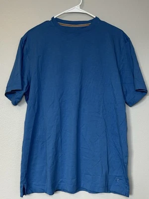 Camiseta Costa Izquierda Cuello Redondo Camiseta Algodón Pima Peruano en Azul Grande Informal Foto 1 de 4