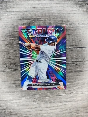 2022 Panini Prizm - Fearless Francisco Lindor #FL-13 Red White & Blue Prizm - Image 1 of 2