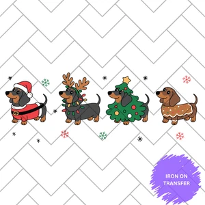 Weihnachtsdackel Bügeltransfer - Niedliche Weihnachten Hund Designs zum Selbermachen Basteln - Bild 1 von 1