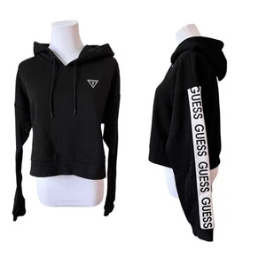 Guess Los Angeles Sudadera con Capucha Recortada Negra GRANDE Ropa Activa Ropa de Calle - Imagen 1 de 12