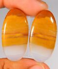 37.CT SUPERB NATURAL BLOODSTONE MACTHED PAIR CABOCHON GEMSTONE 31x16x4MM AK=0186