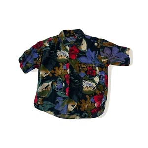 VTG 80s Youth Boys 6/7 Short Sleeve Button Up Shirt Abstract SMALL Hip Hop - Picture 1 of 7