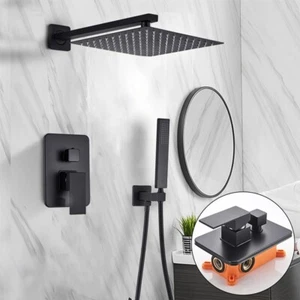 Schwarz Unterputz Duscharmatur Set 30x30cm Regendusche Mischbatterie Brause ibox - Bild 1 von 11