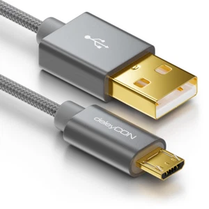 deleyCON 0,5m Micro USB Kabel Nylon Ladekabel Datenkabel Sync Kabel Handy Tablet - Bild 1 von 7