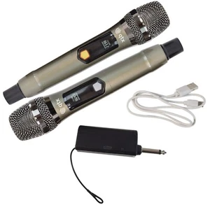 QTX J-MIC Dual UHF Sistema palmare ricaricabile USB Jack AA DJ Musician Stage Vocal - Foto 1 di 5
