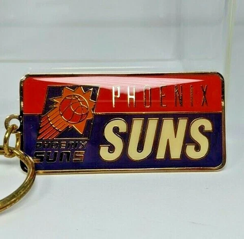 Vtg Phoenix Suns Keychain Logo Peter David NBAP 1994 Fob Rectangle Metal RARE Cover