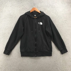 The North Face Hoodie Jacket Womens M Black Cotton Blend Full Zip Raglan Sleeve - Picture 1 of 20