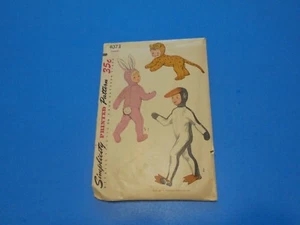 VTG 1950s Simplicity Sewing Pattern 4073 Costumes Rabbit Penguin Cat Size 2-4  - Picture 1 of 3