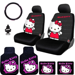 For Audi Hello Kitty Car Accessory Seat Covers Steering Wheel Mats Full Set - Foto 1 di 11