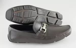Men's SALVATORE FERRAGAMO 'Danubio Driver' Brown Leather Loafers Size US 8 D - Picture 1 of 6