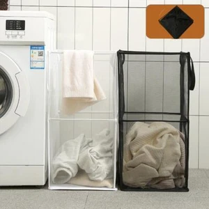 Cesta organizadora con marco de lavandería plegable ropa sucia baño malla bolsa de almacenamiento - Imagen 1 de 28