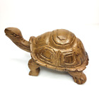 Hand Carved Solid Wood Turtle Sculpture Wooden Decor Figurine 6x4 Inches