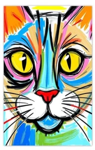MAGNET-KATZENGESICHT NIEDLICH BUNTE NAIVE KATZENKUNST - Bild 1 von 1