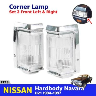 Corner Lights Lens Signal Lamp Cover Fit For 1994-97 Nissan D21 Hardbody Pickup - Image 1 of 4