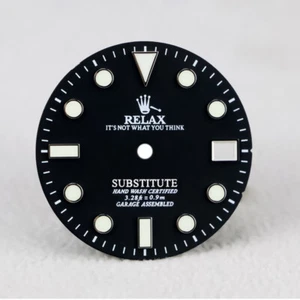 Relax Dial 28.5mm matte black dial for NH35 movement SKX007 BGW9 C3 lume - Picture 1 of 11