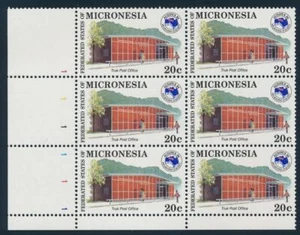 Micronesia sc# 21 MNH Block of 6 - Truk Post Office - Ausipex 1984 - Picture 1 of 2