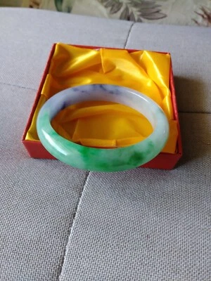  apple green and dark lavender jadeite bangel 60mm - Image 1 of 4