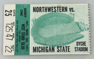 CFB 1971 11/20 Michigan State at Northwestern Football Ticket-Billy Joe DuPree - Picture 1 of 2