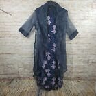 Womans Dress Size 14? Bodycon Lined with Sheer Blouse Shawl Floral Fit and Flare