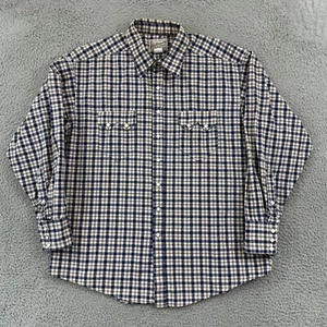 RockMount Ranch Wear Shirt Mens L Blue Plaid Sawtooth 90s Pearl Snap Western USA - Picture 1 of 10