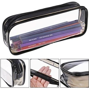 Clear Pencil Bag Exam Pencil Case Waterproof Zippered Bags Cosmetic Pouch M0X4 - Picture 1 of 14