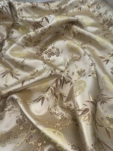 1 mtr gold floral medallion oriental chinese brocade fabric..45” wide (114cm) - Picture 1 of 6