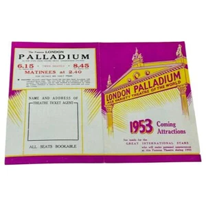 Palladium Theatre Playbill Ad Coming Attractions Martin Lewis UK Vintage1953 - Picture 1 of 3