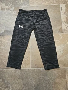Under Armour Heat Gear Girls Black Striped Fitted Leggings sz YMD - Medium - Picture 1 of 11