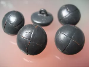 5x Lederknöpfe -  Grau - Glattleder - 16mm - Picture 1 of 2