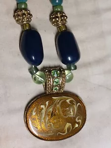 Collana Costume Vintage Gioielli Ciondolo Choker Perline di Giada - Foto 1 di 6