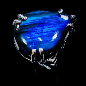 Ring Size 9 Natural 34 ct  Not Enhanced Labradorite Ring 925 Sterling Silver R27 - Picture 1 of 3