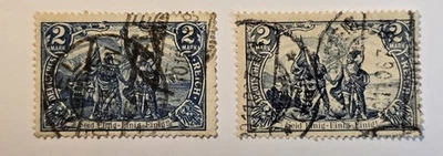 Alemania Scott #93-93a - A22 2m brt azul, gris azul - Usado - En muy buen estado - Wmk 125 - Raro Foto 1 de 2