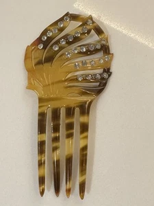 Vintage Early 1900’s Hair Comb With Rhinestones - Picture 1 of 5