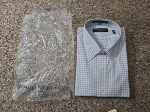 Tommy Hilfiger Dillard's EXCLUSIVE Button Up Blue WHITE Striped Sz 17 1/2 34-35 - Picture 1 of 6