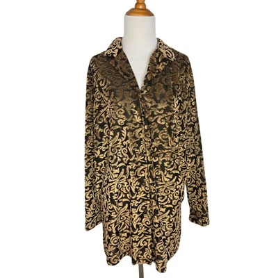 Top de terciopelo Burnout vintage Diane von Furstenberg años 90 Goblincore mujer grande Foto 1 de 4